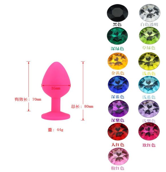 SILICONE ANAL TOYS Smooth Touch Colorful Diamond Butt Prises Insérer Stopper Anal Dildo Anal Sex Toys BDSM Produits adultes M2912122