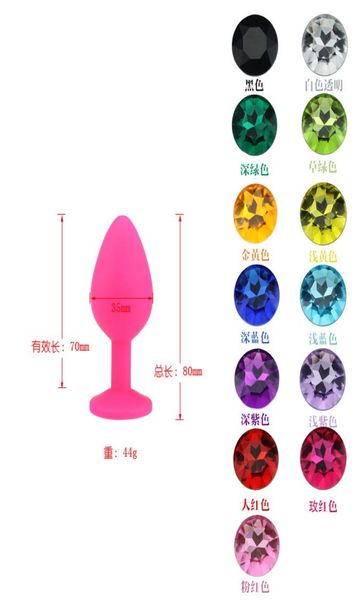 Toys anaux en silicone doux Smooth Touch Colorful Diamond Buts Prises Insérer Stopper Anal Dildo Anal Sex Toys BDSM Produits adultes M2036968
