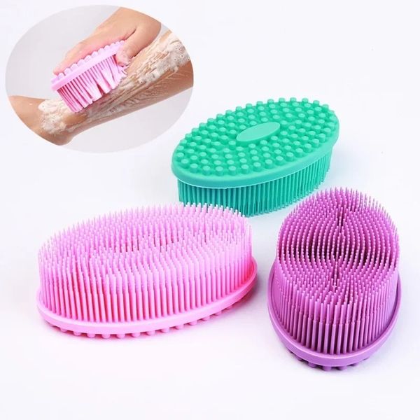 Silicone Brush de silicone lavage de bain de bain exfoliant la peau ajustement pour bébé adulte de bain shampooing tête massage massage brosses