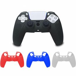 Housse en silicone souple couleur unie contrôleur poignée peau antidérapante avec tache pour PS5 Playstation 5 manette de jeu