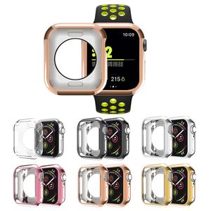 Soft silicone Case For Apple Watch Series 1 2 3 4 5 6 SE 7 Electroplating TPU protector cover for iWatch 41MM 45MM Bumper