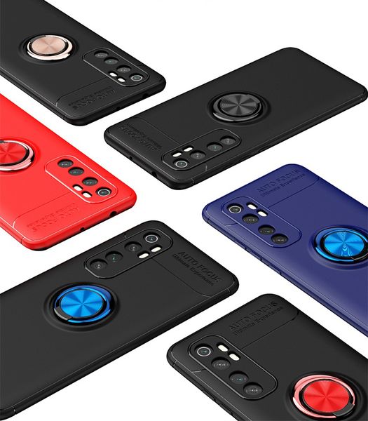 Étuis en silicone souple pour Xiaomi Mi 10 Pro Lite étui avec porte-anneau en métal voiture couverture arrière magnétique Xiomi Mi Note 10 Lite CC9 Pro