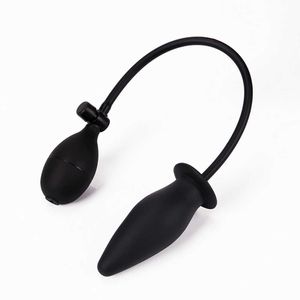 Massage Items Zachte Siliconen Opblaasbare Anale Dildo Butt Plug Dilator Anus Massager Sexyy Speelgoed voor Vrouwen Mannen Gay Black Pump Vagina Extender