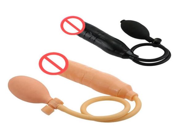 Silicone gonflable Black Dildo Anal Plug Masturbation Pinis Butt Plug Sex Toy pour femmes CPBP022921651