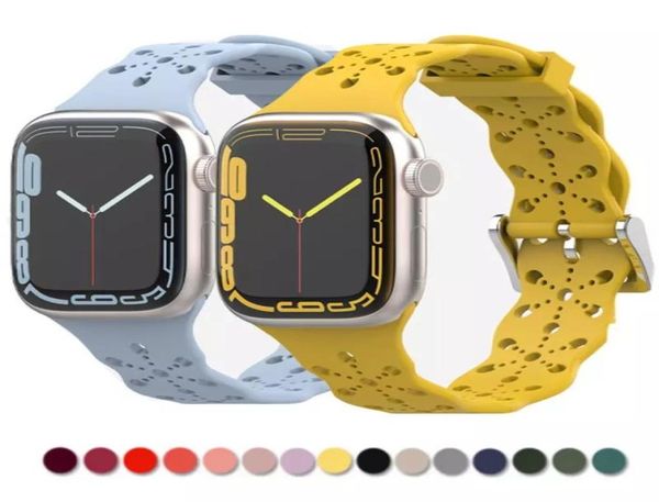 Straps de concepteur en dentelle en silicone souple pour Apple Watch Series 7 6 2 3 4 5 BANDES FEMMES IWATCH 45MM 41MM 38MM 42MM 40MM 44MM BAND STRAP 9085209