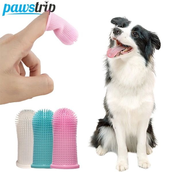 Silicona suave mascota perra dedo dedo dientes dientes dientes mascota limpieza oral cepillo para mascota aliento mal aliento tártaro herramienta de cuidado de perros accesorios para perros