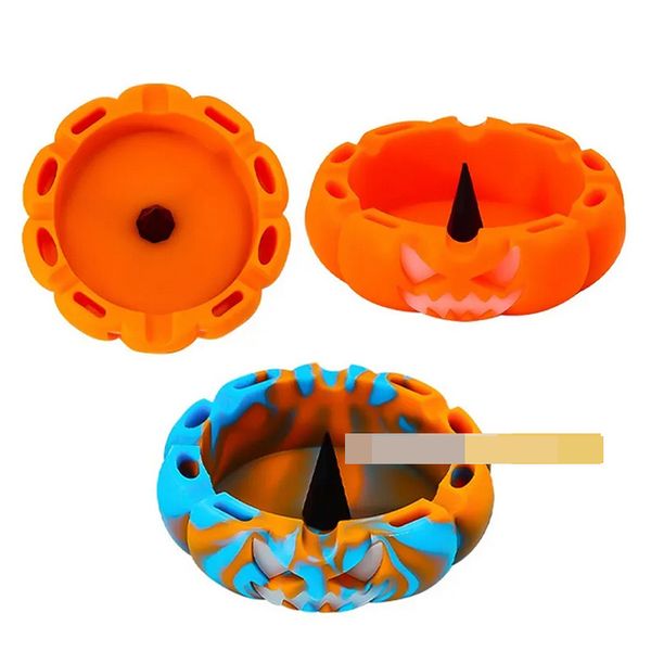 Cendrier Portable en Silicone souple, plateau Anti-brûlure, porte-cendres, tête de citrouille, essentiels d'halloween, cendriers en hauteur, accessoires pour cigarettes