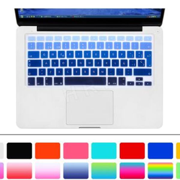 Silicone souple arc-en-ciel clavier étui protecteur peau pour MacBook Pro Air Retina 11 13 15 17 étanche à la poussière US Ver OEM