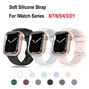 Soft Silicone Watch Band Sport Smart Straps For iWatch Series 8 7 6 5 4 3 2 1 SE Ultra Replacement Wristbands For Apple Watch Band 40mm 38mm 44mm 42mm 41mm 45mm 49mm