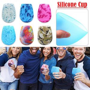 Zachte Siliconen Waterfles Opvouwbare Cup Sport Camouflage Bier Cups Digitale Print Shatterproof Antislip Wijnglazen