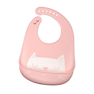 Zachte Siliconen Waterdichte Baby Bibs Babies Solid Food Feeding Stuff Cartoon Cat Print Girl Boy Burp Cloths