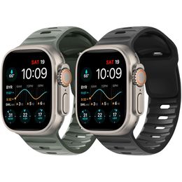 Zachte siliconen polsbandjes Compatibel met Apple Watch Ultra Band 49 mm 45 mm 44 mm 42 mm voor mannen Sportbanden Waterdichte vervangende band voor iWatch Series 9 8 7 6 5 4 3 2 1 SE