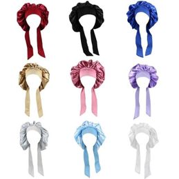 Zachte zijden dames nacht slaapdouche pet hoog elastische dames lange haarverzorging motorkap headwrap gezellige satijnen hoed accessoires 50pf beani6022148