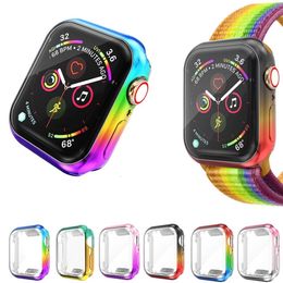 Coques en TPU souples et fines pour Apple Watch Cover Ultra 49mm 41mm 45mm 38mm 42mm 40mm 44mm Coque de protection colorée à la mode pour iWatch Series 8 7 6 SE 5 4 3 2 1 Film d'écran