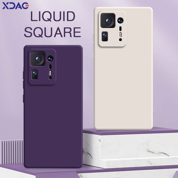 Étui en silicone liquide à carré doux pour Xiaomi Mix 4 5G Téléphone de la caméra Couverture arrière MI MIX4 360 Sacs écologiques à l'épreuve des chocs