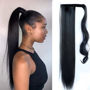 Clip de cola de caballo de cabello humano liso suave en extensiones de cabello Cola de caballo 22 pulgadas 140 g Piezas de cabello lacio Remy real Más 4 colores opcionales