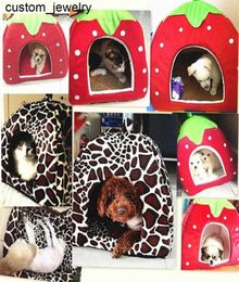 Strawberry Leopard Pet Pet Dog Cat House Tent Kennel Doggy Winter Coussin de coussin chaud Animal Bed Cave Pet Products pour animaux de compagnie5927478