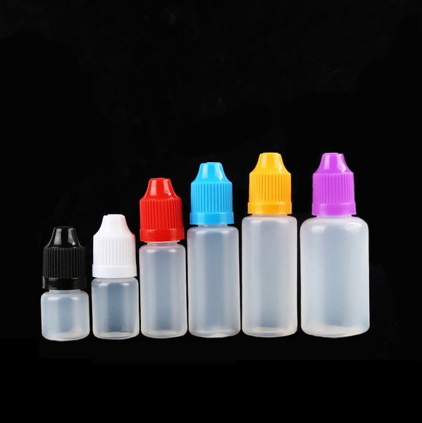 Botella de aguja de PE de estilo suave, accesorios para fumar de alta calidad, 3ml, 5ml, 10ml, 15ml, 20ml, 30ml, pantalla de plástico vacía para prevención de niños