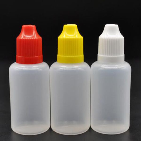 Bouteilles à aiguille en plastique de style souple Flacons compte-gouttes en plastique de 30 ml avec bouchons à l'épreuve des enfants LDPE E Liquide Bouteilles vides en gros