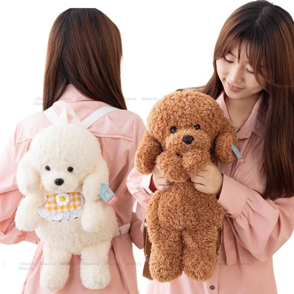 Doux Teddy Dog Sacs à dos Caniche Sac Cartables Filles Épaules Sacs En Peluche Animal Studen Sac À Dos Chiot Jouets pour Garçon 240223