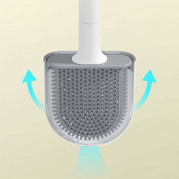 Brosse de toilette à tête en Silicone souple TPR avec support poignée amovible murale outils de nettoyage de salle de bain