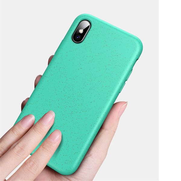 Étuis de téléphone en paille de blé respectueux de l'environnement pour iPhone 11 12 Pro Max XS XR X 8 Plus 7 6s samsung s9 s10 s21 s20 ultra Fashion Back Caser Shell