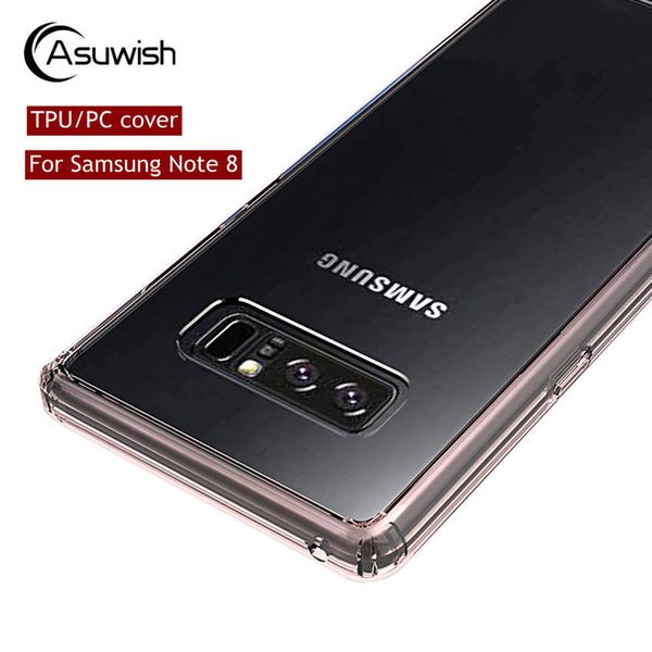 Cadre en TPU souple et coque arrière transparente en PC dur pour Samsung Galaxy Note 8 Note8 Fundas Capa