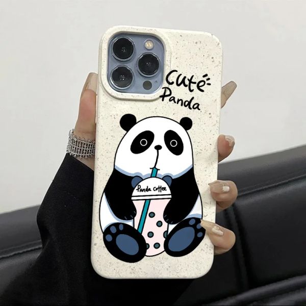 Soft Tpu Matte Cute Panda Case para iPhone 13 14 15 Pro Max 11 12 XR 7 8 Plus X XS 6S SE 2020 15Promax 14Promax Coque Coque Coque