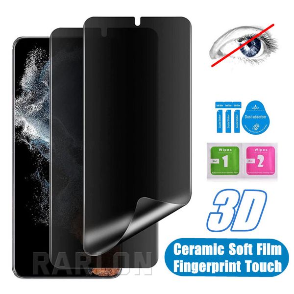 Protecteur d'écran de confidentialité PMMA en céramique souple, couverture complète à colle, pour Samsung Galaxy S24 S23 S22 Ultra 5G S21 Plus S20 Note 20 10 9 8 S9 S8 S10, empreinte digitale tactile