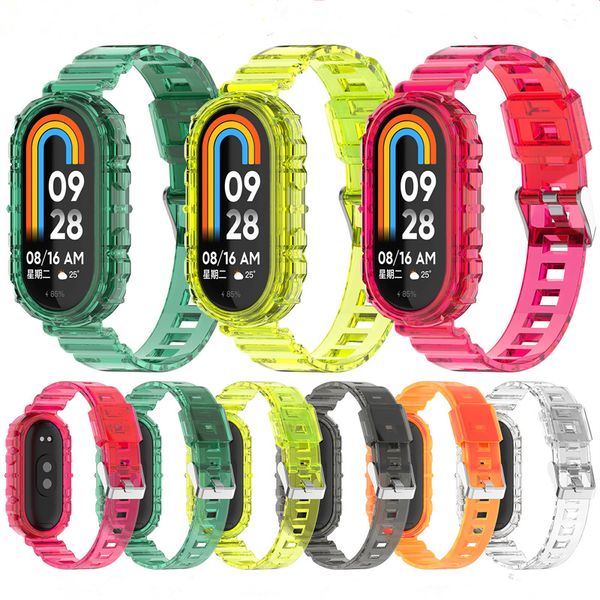 Correa de TPU suave correa de reloj de cristal transparente + funda de parachoques para Xiaomi 8 5 6 7 Pro Watch Fit correas de repuesto para pulsera