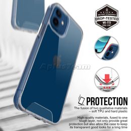 Zachte TPU Transparante Case Space Acrylics PC Clear Phone Protect Cover Shockproof Cases voor iPhone 13 11 12 PRO MAX 7 8 X XS NOTE10 S10