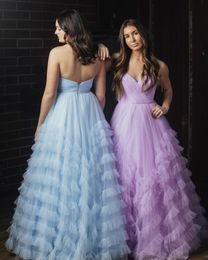 Soft Tulle Prom Dress Light Pink Ballgown Long Winter Formal Event Party Gown Princess Red Carpet Runway Oscar Gala Pageant Drama Guest Ruffle Overlay Skirt Lilac