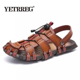 Zachte Vancat Casual comfortabele herenleer Romeinse Romeinse Outdoor Sandalen Grote maten 38-47 230720 848 5