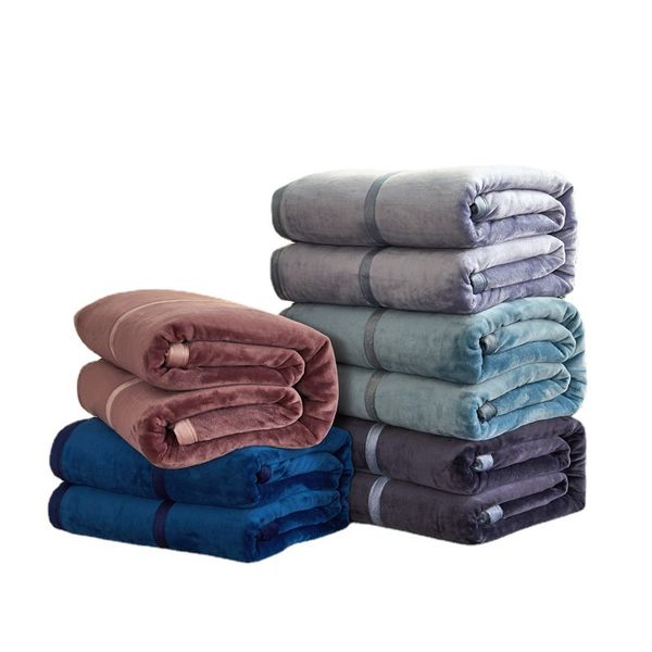 Couverture de lit en flanelle polaire de corail, douce et chaude, fausse fourrure de vison, couleur unie, couvre-lit de canapé, couvertures d'hiver