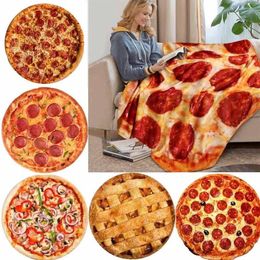 Manta de franela suave y cálida para pizza, forma redonda, donut, avión, viaje, portátil, portátil, con estampado de invierno, 217w
