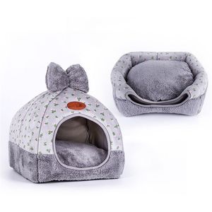 Doux chaud animal chat chien tapis d'hiver lit chat tente maison pliable chenil grotte imprimé léopard maison pour chats chiens dormir 201111