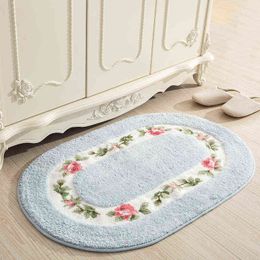 Tapis de sol d'absorption d'eau douce tapis de porte de salle de bain anti-dérapant tapis de bain de forme ovale 40 * 60/50 * 80/45 * 120cm tapis de sol de décoration intérieure tapis 211223