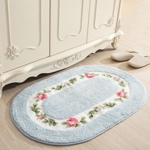 Doux Absorption D'eau Tapis De Sol Anti-dérapant Salle De Bains Porte Tapis Forme Ovale Tapis De Bain 40 * 60/50 * 80/45 * 120cm Décor À La Maison Tapis De Sol Tapis 201116