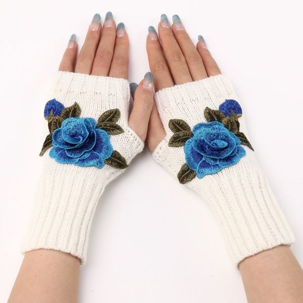 Gants d'hiver doux en forme de Rose, tricotés, chauffe-bras, mitaines sans doigts pour femmes et filles, accessoires de mode