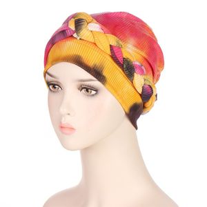 Soft Wrap Stretch Coton Bonnet Tie Dyed Rides Sleeping Beanie Chapeau Bambou Chapeaux Crépus Cheveux Naturels Infirmière Cap pour Femmes