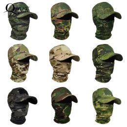 Softball Cycling Tactical Baseball Cap Face Mask Set Balaclava Military Cap For Man Hiking Camping Field Training Hats Set Camouflage