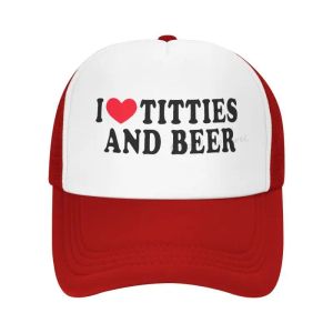 Softball I Heart Titties et Beer Love Funny Gag Vintage Retro Retro Style Trucker Cap pour hommes et femmes