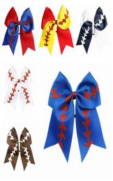 Softball Team Béisbol Alegría Bows Bows Fashion Rugby Swallowtail Ponytail Poleadores de cabello Bow Girls Hair Band Accesorios 8 Inc1177660