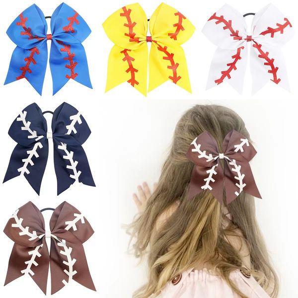 Softball Team Baseball Cheer Bows Enfants Rugby Machaon Queue De Cheval Porte-Cheveux Arc Cheerleading Fille Bande De Cheveux Accessoires De Cheveux 8 Pouce C436