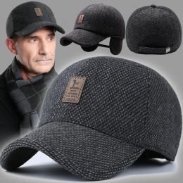 Softbal winter warme papa hoed heren honkbal pet met oordlap dikke katoenen snapback caps oorbescherming winddichte gebreide hoeden voor mannen