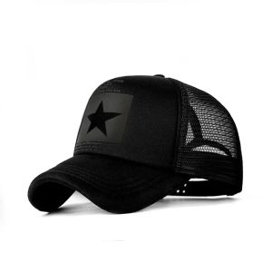 Softball Women and Men Mesh Net Baseball Cap Casual Star Star Imprimée Snapback Bone Baseball Hat Casquette Letter Black Cap