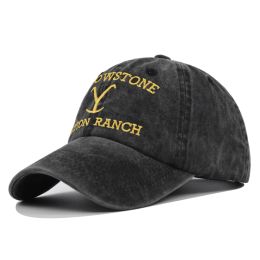 Softball Yellowstone Dutton Ranch Hat Crosstail Pony Baseball Cap de baseball en détresse broderie en plein air Chapeau solaire Couleur de couleur solide 2022 Nouveau