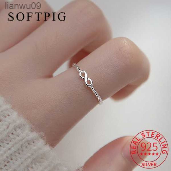 Anillo ajustable SOFTPIG de Plata de Ley 925 auténtica para mujer, símbolo infinito de fiesta, joyería fina Punk, accesorios minimalistas L230704