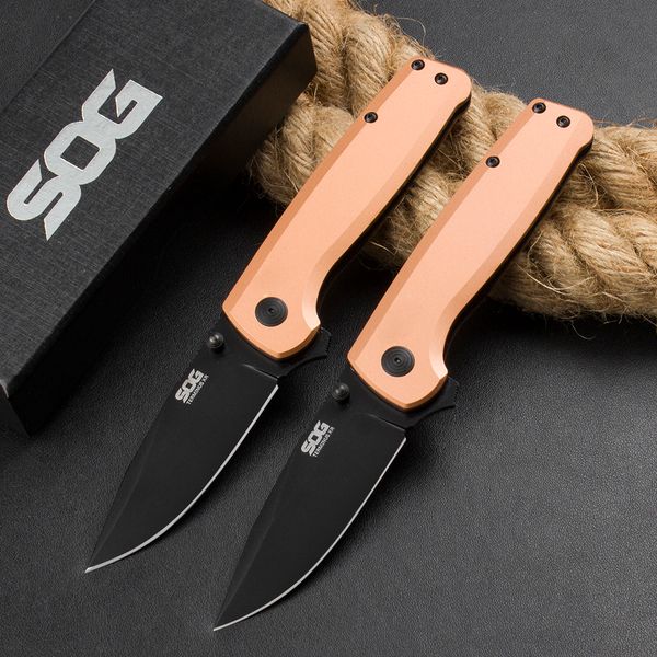 SOG TERMINUS XR Cuchillo de bolsillo plegable D2 Hoja de acero Mango de cobre Herramienta para acampar al aire libre Cuchillos EDC BM 535 940