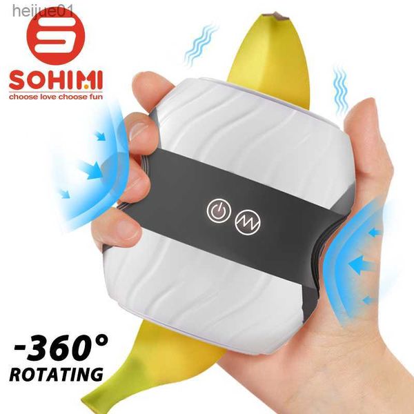 Sohimi Male Masturbator Pocket Pussy Jouets pour adultes Push Stimulator 3D Texturé Mains Libres Male Stroker Blowjobsex Machine pour Hommes L230518